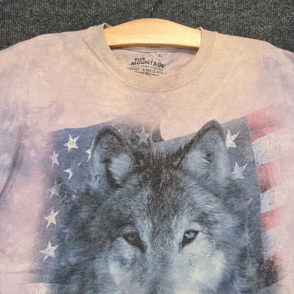 The Mountain Men's Wolves American Flag T-Shirt Multi Tie Dye XL 100% Cotton - Picture 3 of 14